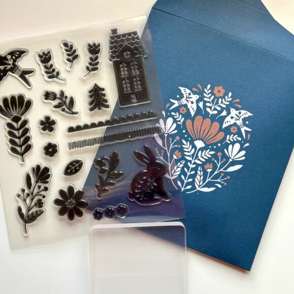 Cozy Cottage Folk Art Stamp Bundle | Exclusive Archer & Olive Items | Brand New - Picture 1 of 7